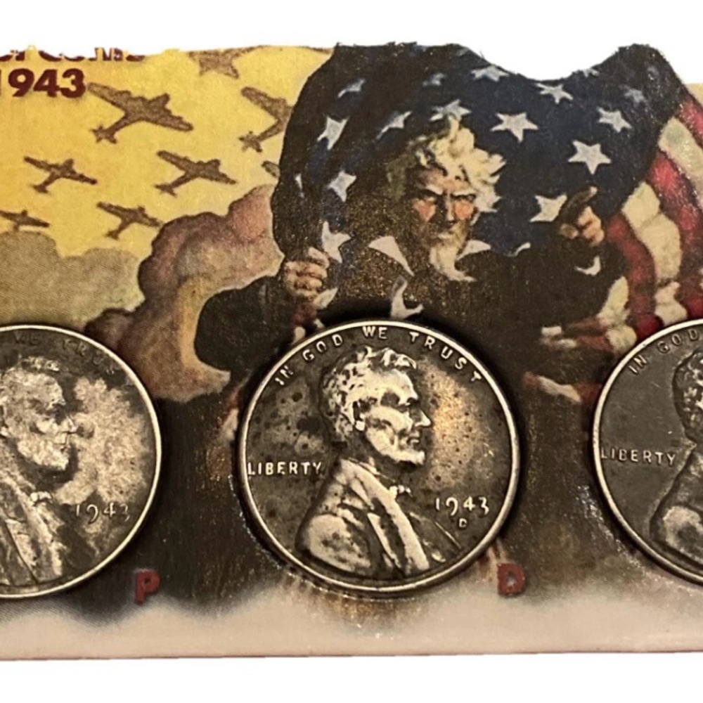 US Steel Cents Set - 1943 P, D, & S Mints - Vintage
